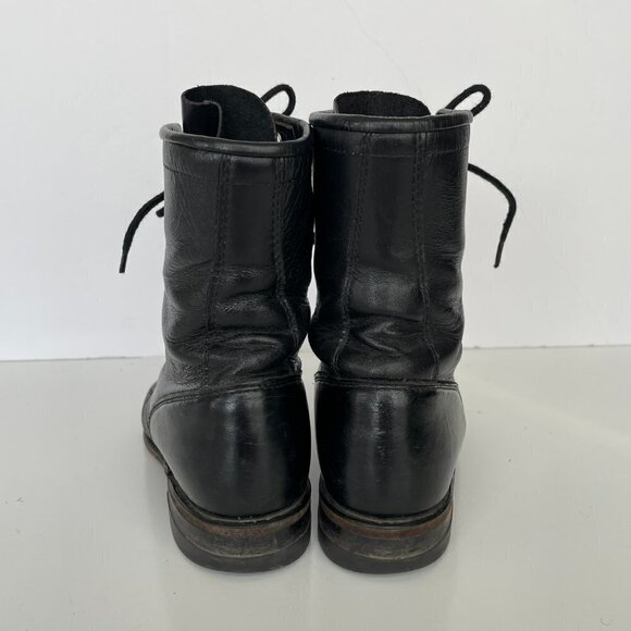 Justin 506 Lace Up Leather Mid-Calf Casual Round Toe Western Boots Black 4 - Picture 5 of 7